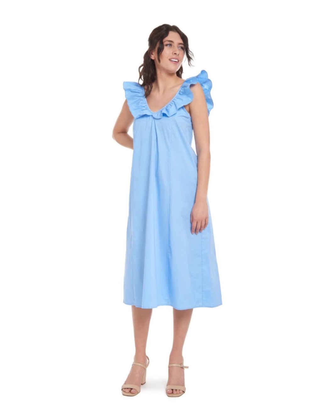 Taylor Tillman New York Erin Ruffle Midi Dress Bluebird